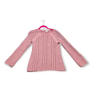 Style Co Womens Pink Cable Knit Sweater Sz Petite M Boho Flare‎ Sleeves Faded